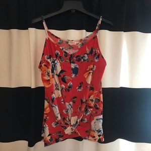Red floral tank top